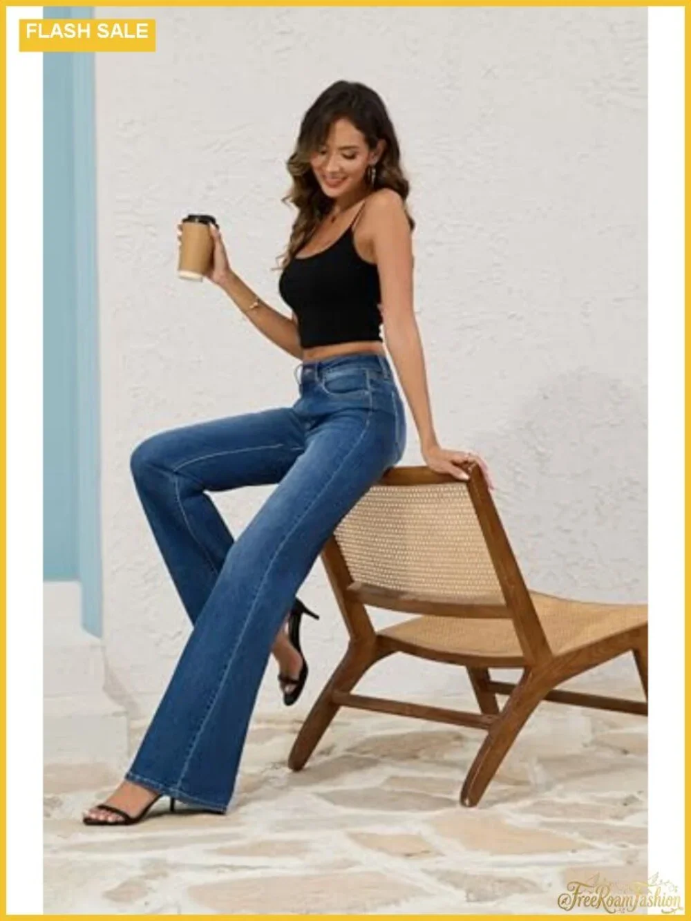 High Rise Wide Leg Flare Bell Bottom Stretch Denim Jeans